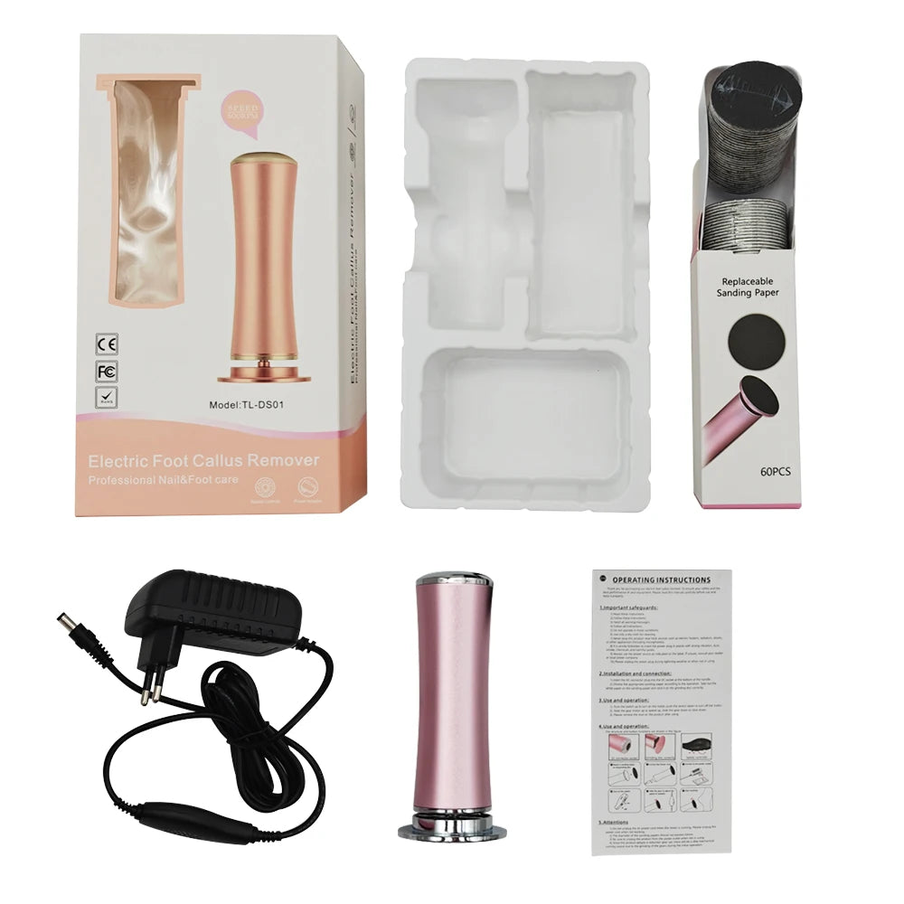 Electric Foot Callus Remover – Pedicure Grinder with Sandpaper Refill for Heels & Dead Skin
