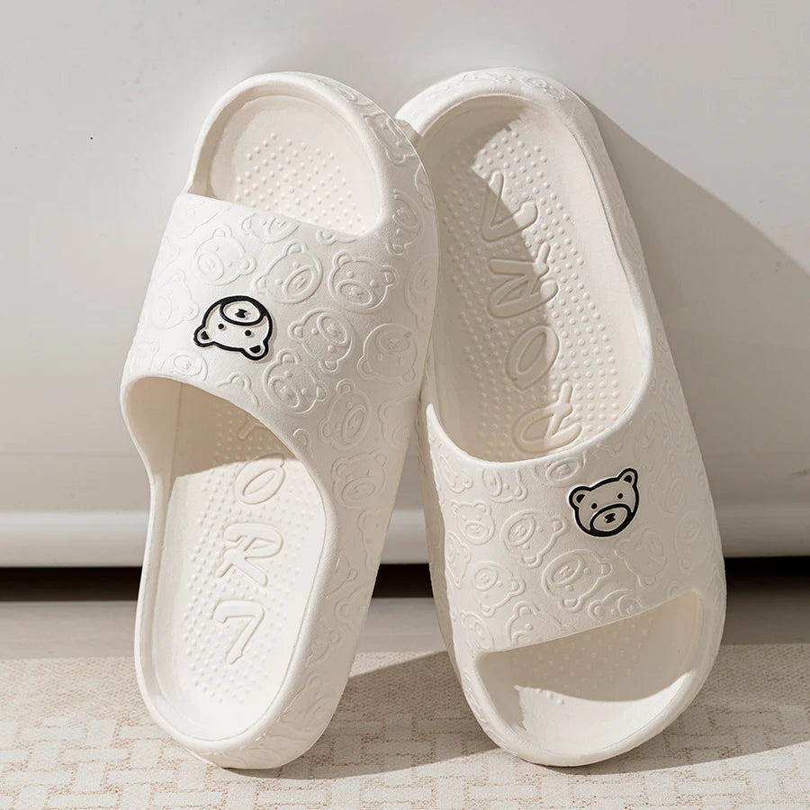Cute Bear Cartoon Slippers – Soft Anti-Slip Indoor/Outdoor Summer Slippers for Women & Men