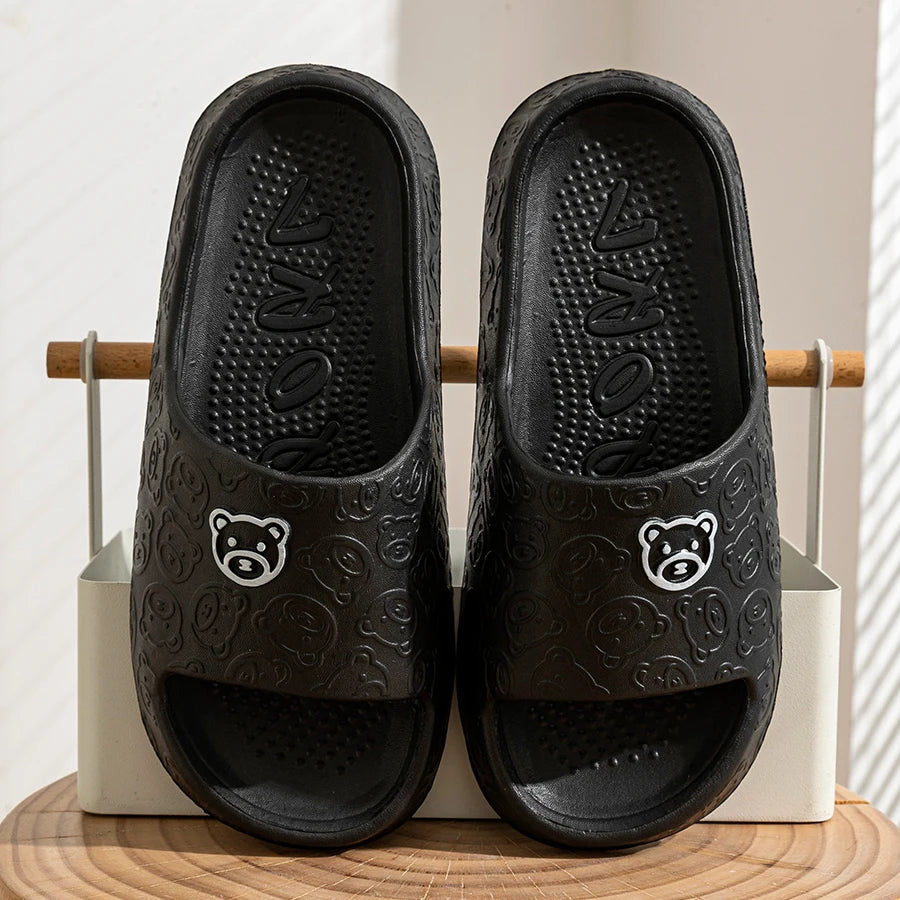 Cute Bear Cartoon Slippers – Soft Anti-Slip Indoor/Outdoor Summer Slippers for Women & Men