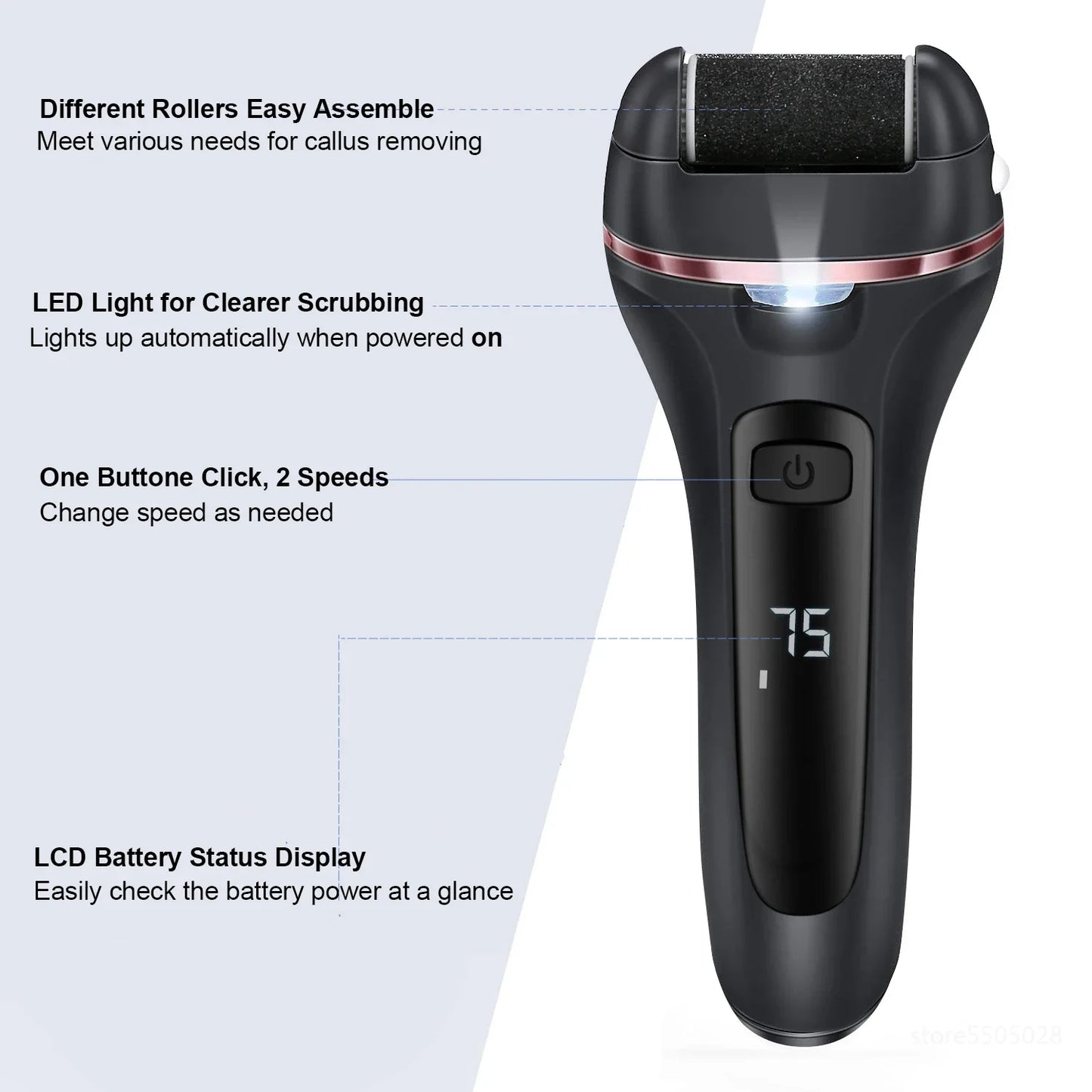 Electric Callus Remover – Rechargeable Foot File Pedicure Machine with 3 Heads for Cracked Heels & Dead Skin