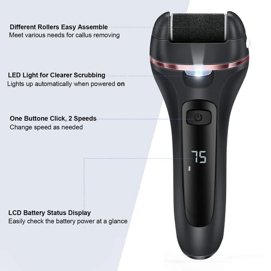 Electric Callus Remover – Rechargeable Foot File Pedicure Machine with 3 Heads for Cracked Heels & Dead Skin