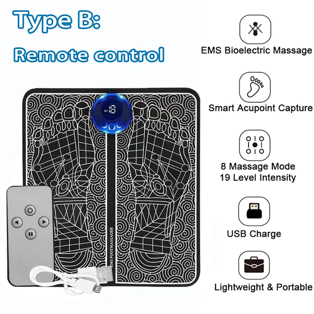Electric EMS Foot Massager Pad – Muscle Stimulator for Pain Relief, Relaxation & Blood Circulation