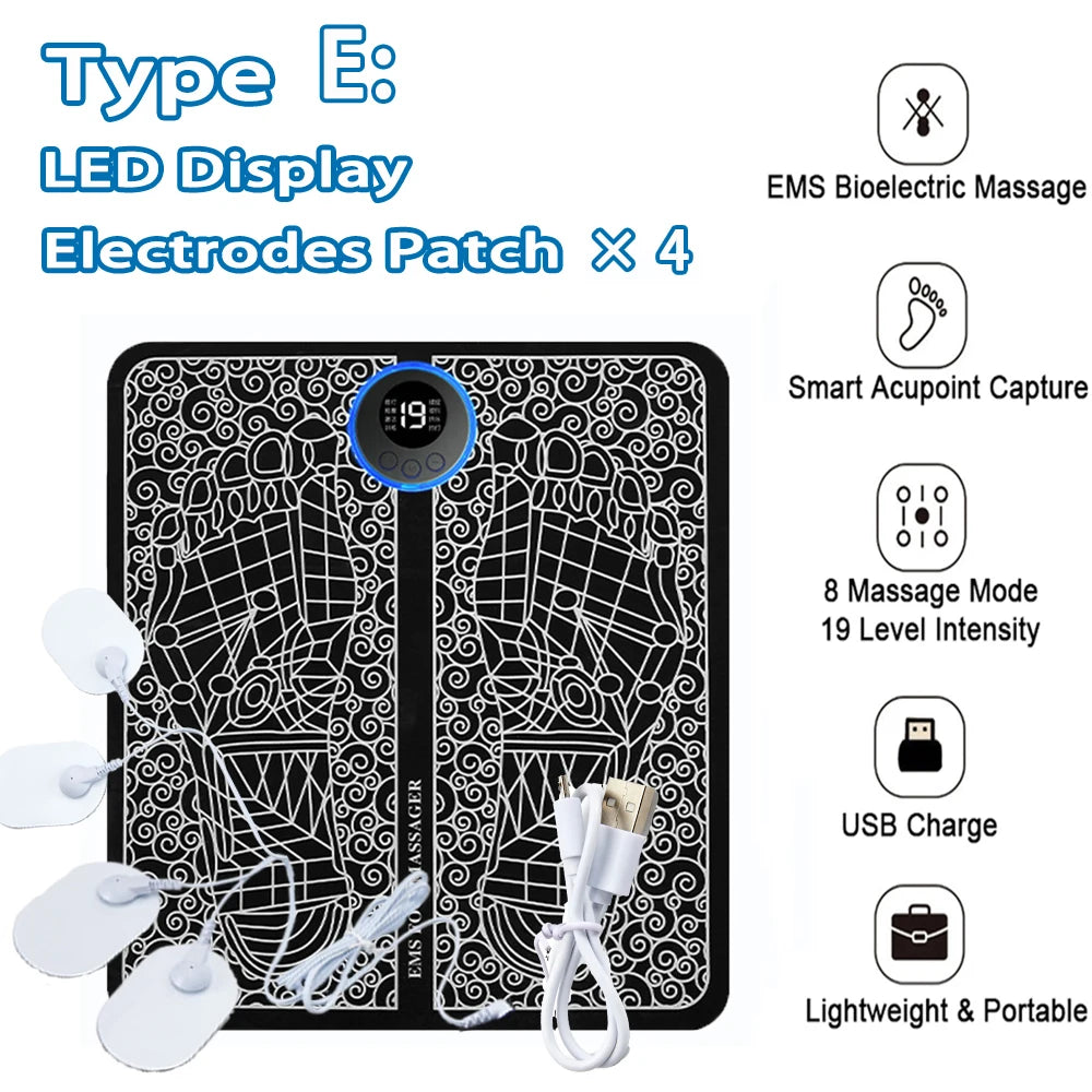 Electric EMS Foot Massager Pad – Muscle Stimulator for Pain Relief, Relaxation & Blood Circulation