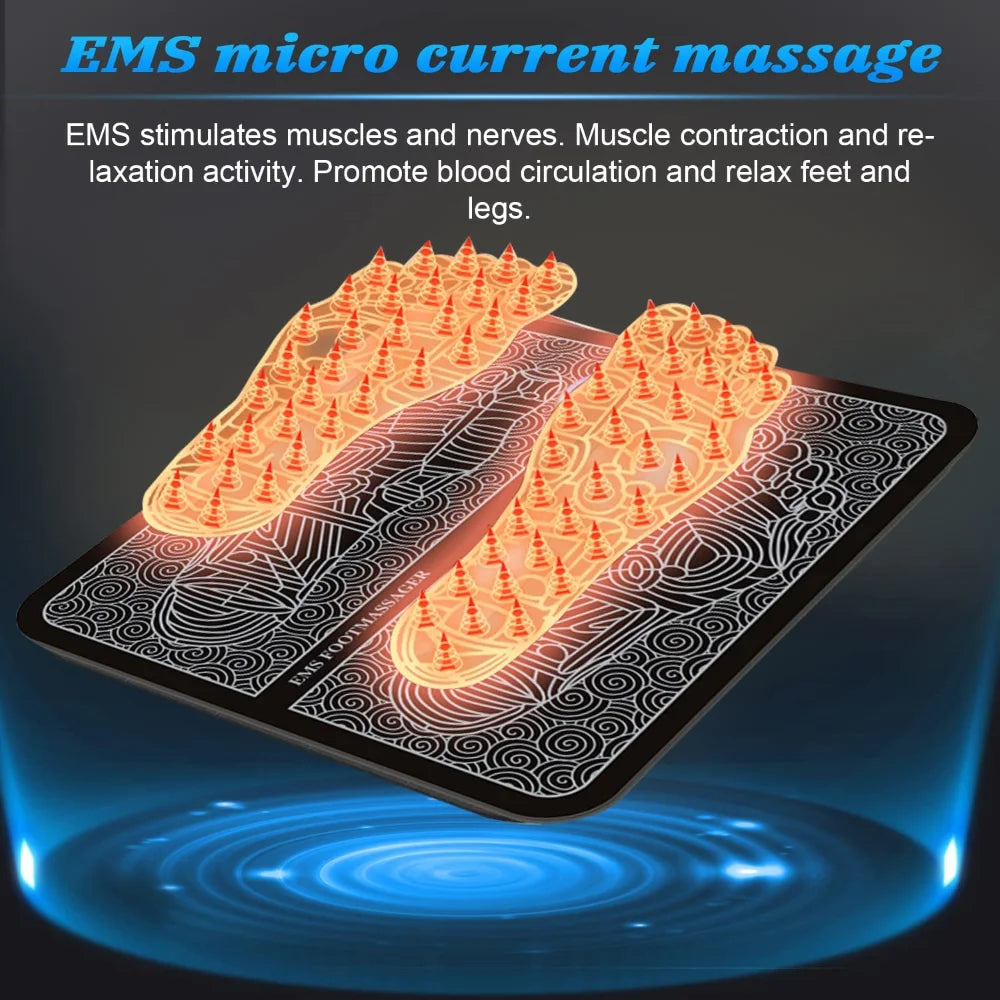Electric EMS Foot Massager Pad – Muscle Stimulator for Pain Relief, Relaxation & Blood Circulation