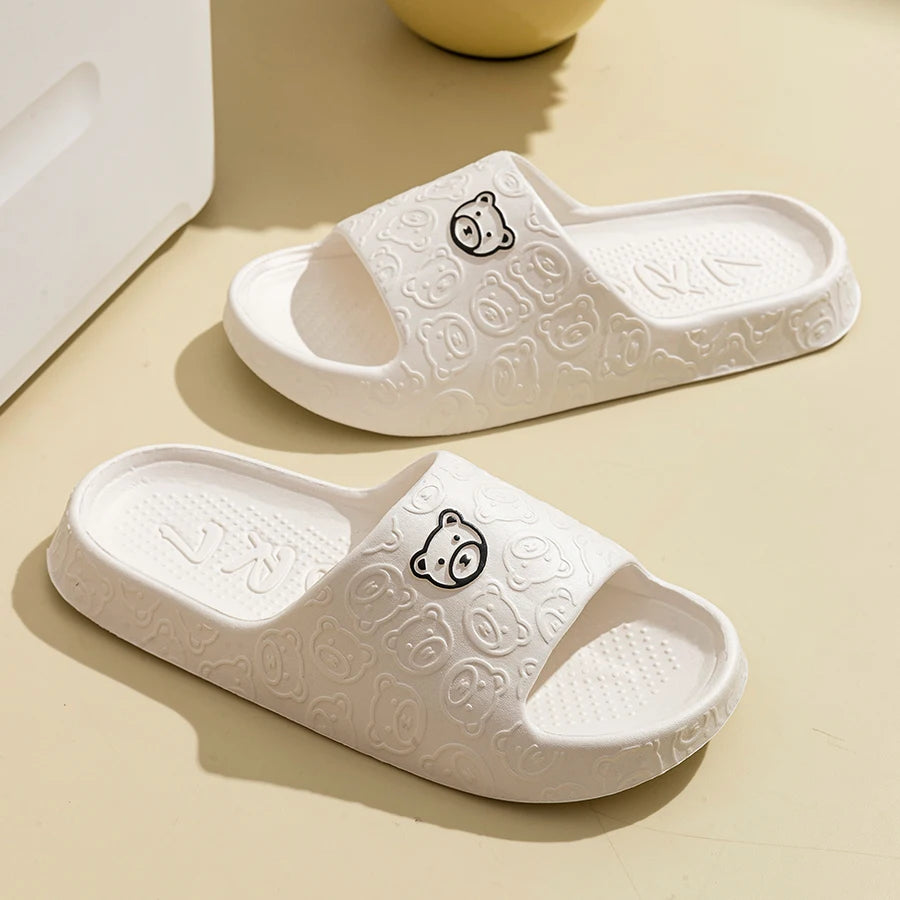 Cute Bear Cartoon Slippers – Soft Anti-Slip Indoor/Outdoor Summer Slippers for Women & Men