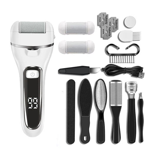 Electric Callus Remover – Rechargeable Foot File Pedicure Machine with 3 Heads for Cracked Heels & Dead Skin