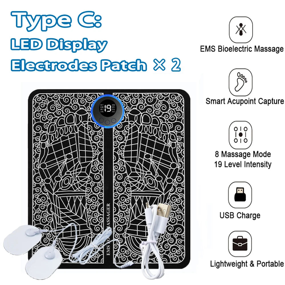 Electric EMS Foot Massager Pad – Muscle Stimulator for Pain Relief, Relaxation & Blood Circulation