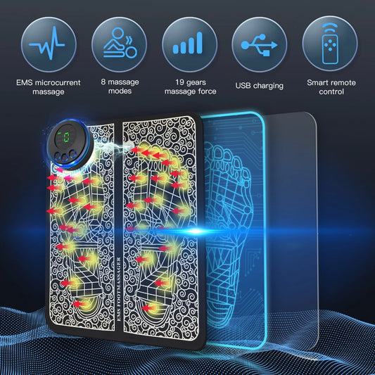 Electric EMS Foot Massager Pad – Muscle Stimulator for Pain Relief, Relaxation & Blood Circulation