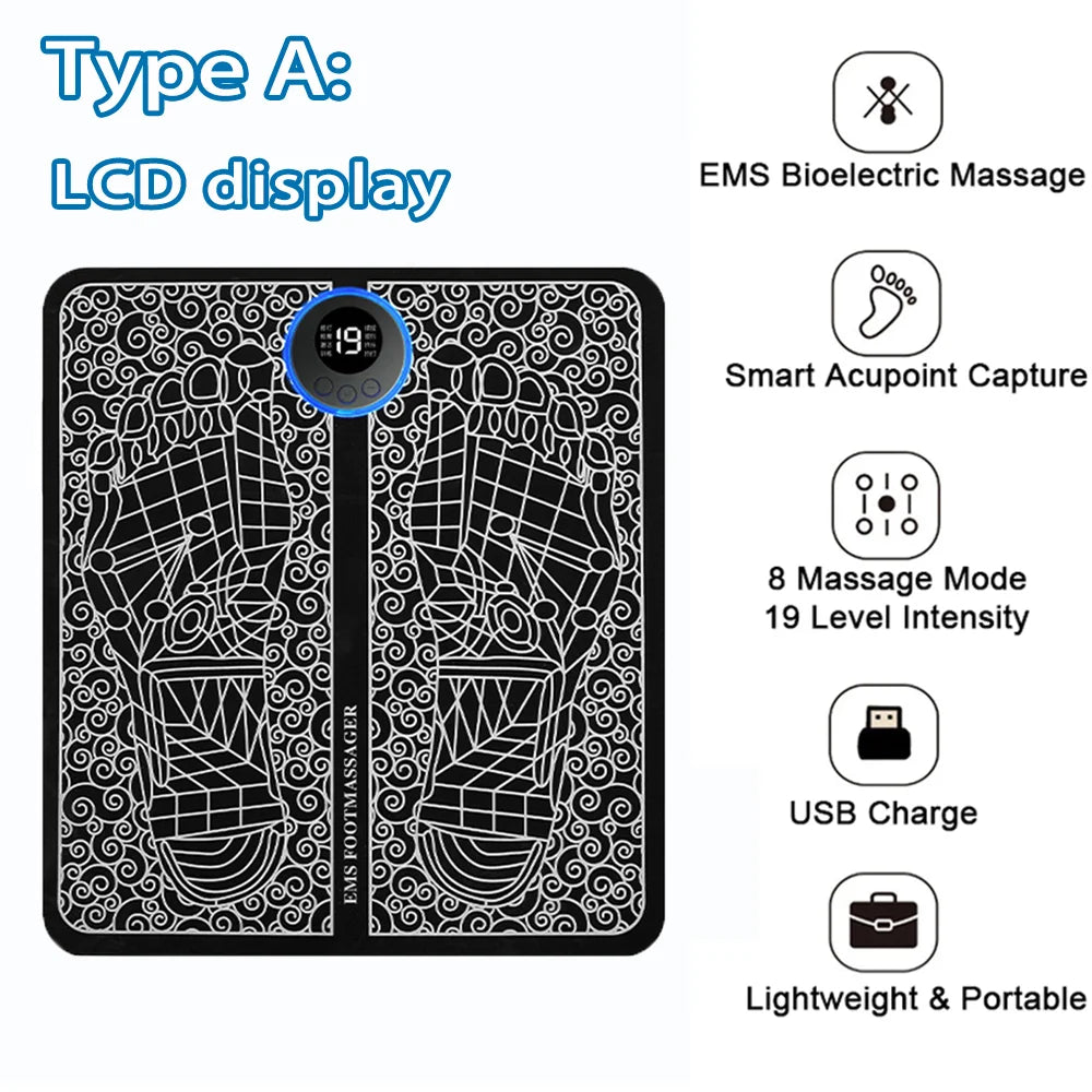 Electric EMS Foot Massager Pad – Muscle Stimulator for Pain Relief, Relaxation & Blood Circulation