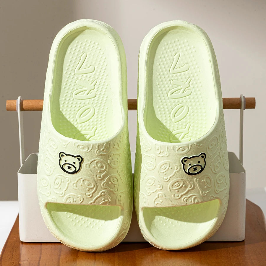 Cute Bear Cartoon Slippers – Soft Anti-Slip Indoor/Outdoor Summer Slippers for Women & Men
