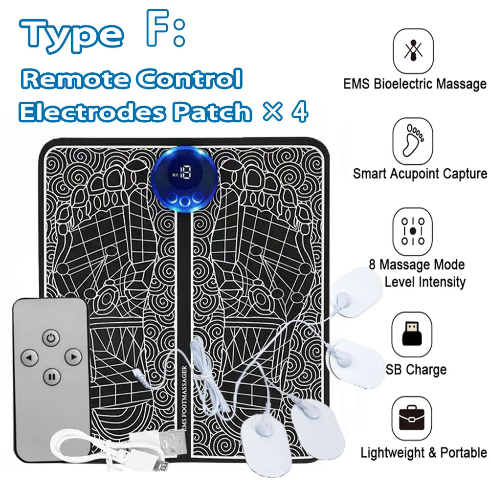 Electric EMS Foot Massager Pad – Muscle Stimulator for Pain Relief, Relaxation & Blood Circulation