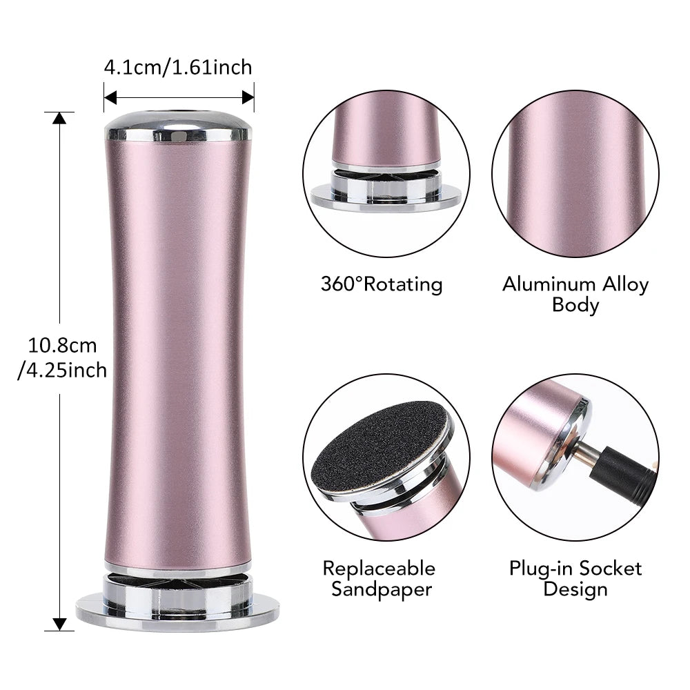 Electric Foot Callus Remover – Pedicure Grinder with Sandpaper Refill for Heels & Dead Skin