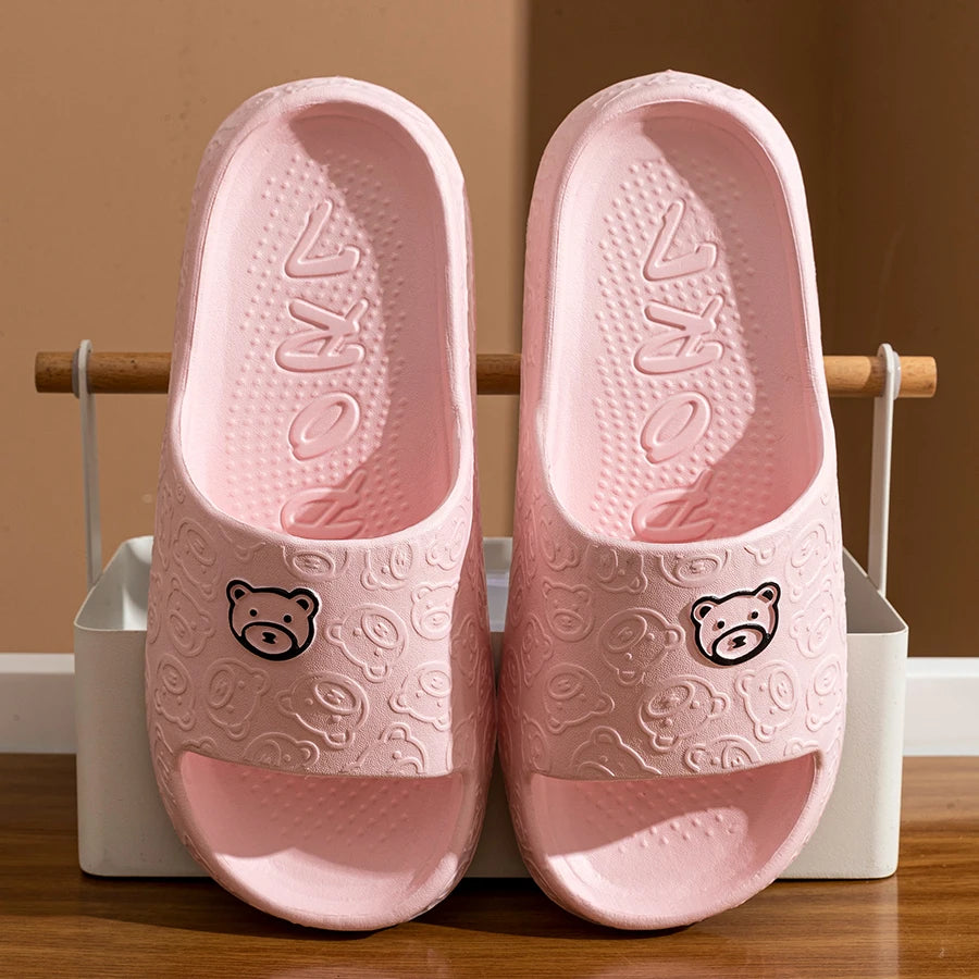Cute Bear Cartoon Slippers – Soft Anti-Slip Indoor/Outdoor Summer Slippers for Women & Men