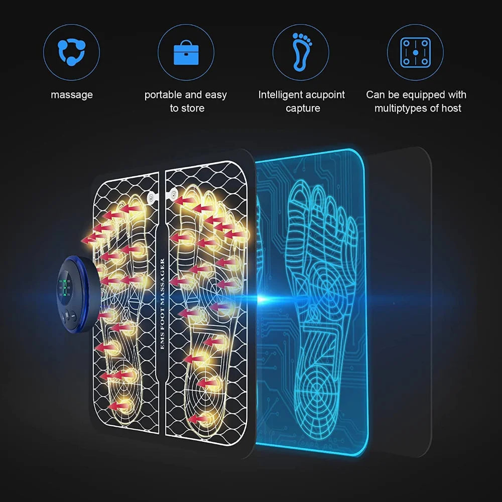 Electric EMS Foot Massager Pad – Muscle Stimulator for Pain Relief, Relaxation & Blood Circulation